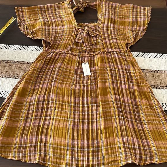 Anthropologie Gauzy Plaid Mini Dress - Picture 7 of 7